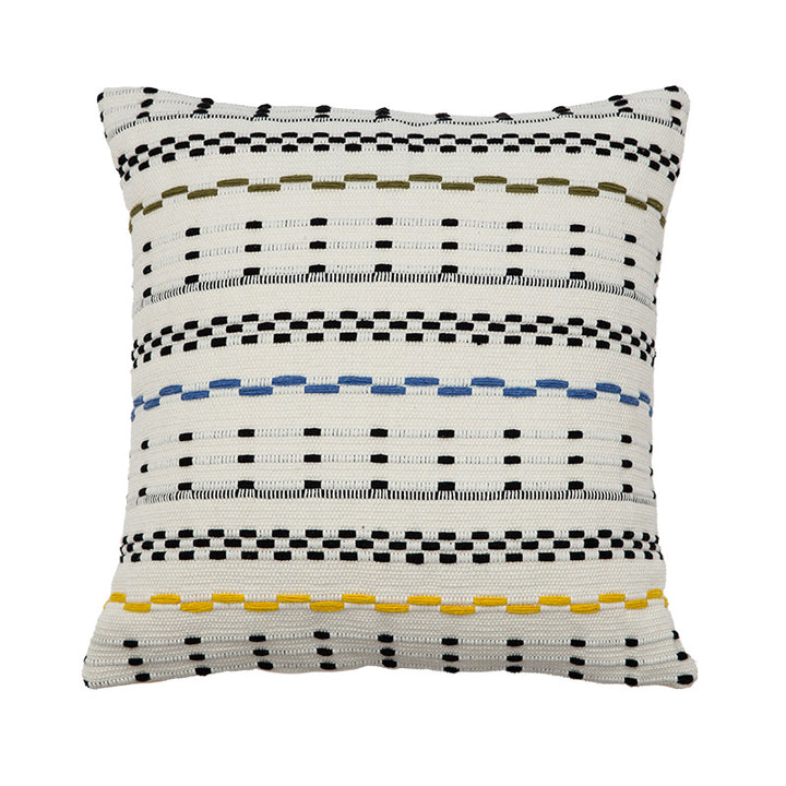 Woven square decorative cushion cover with decorative embroidered stripes made of cotton blend Kalsten