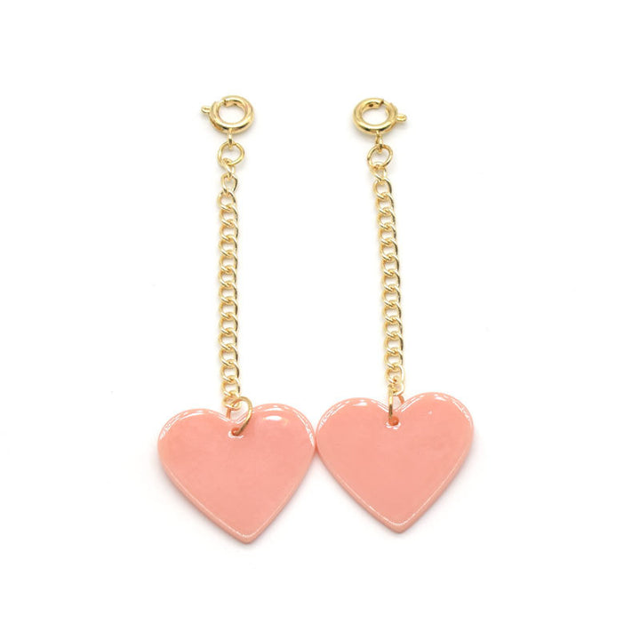 Heart-Shaped Dangle Earrings with Golden Chain Kalsten