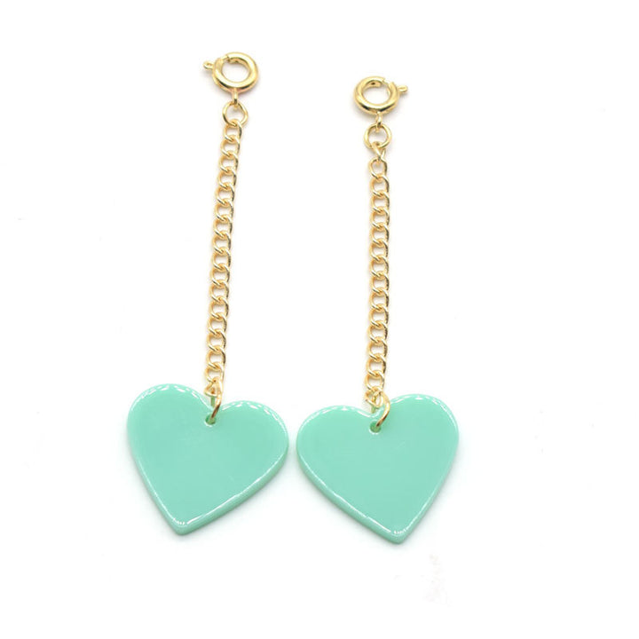 Heart-Shaped Dangle Earrings with Golden Chain Kalsten