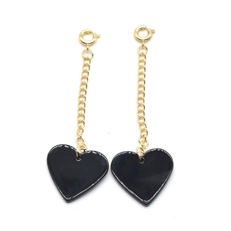 Heart-Shaped Dangle Earrings with Golden Chain Kalsten