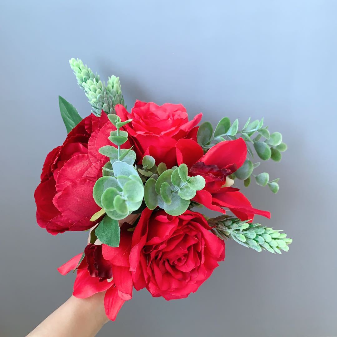 Lifelike Floral Bouquet with Mixed Greenery