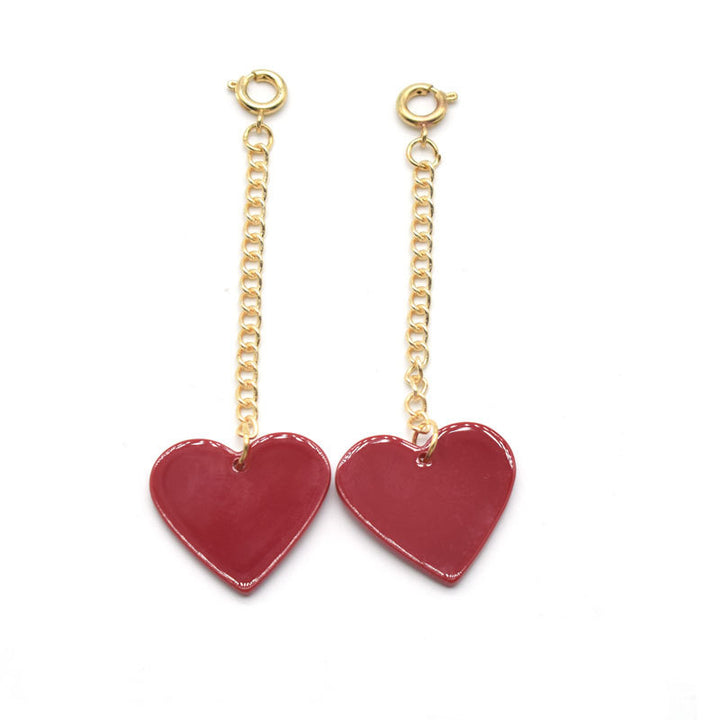 Heart-Shaped Dangle Earrings with Golden Chain Kalsten