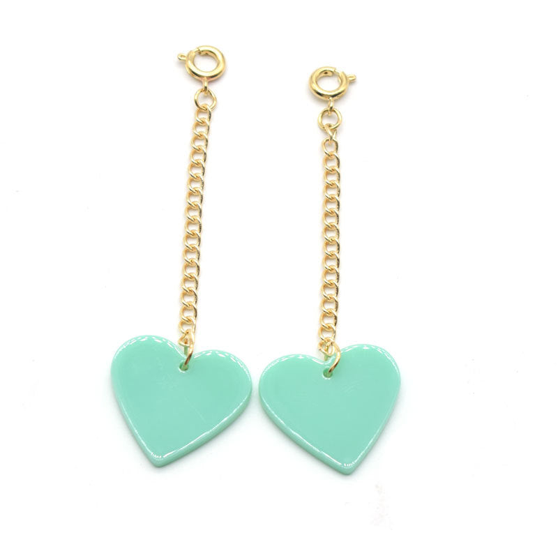 Heart-Shaped Dangle Earrings with Golden Chain Kalsten