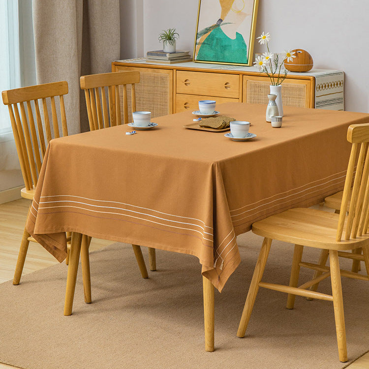 Rectangular tablecloth made of cotton blend with fine striped border and easy-care finish Kalsten