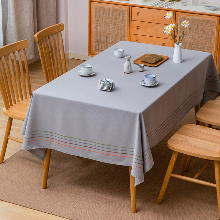 Rectangular tablecloth made of cotton blend with fine striped border and easy-care finish Kalsten
