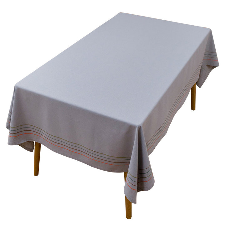 Rectangular tablecloth made of cotton blend with fine striped border and easy-care finish Kalsten