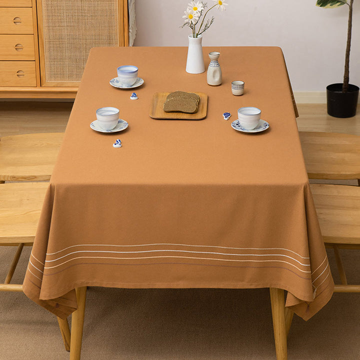 Rectangular tablecloth made of cotton blend with fine striped border and easy-care finish Kalsten