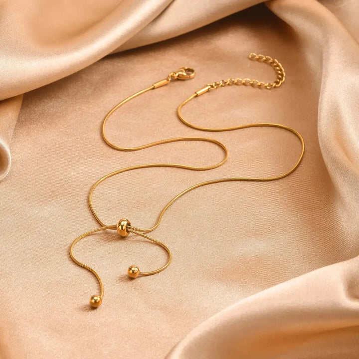 Kalsten | 18k Adjustable Tassel Snake Chain Necklace
