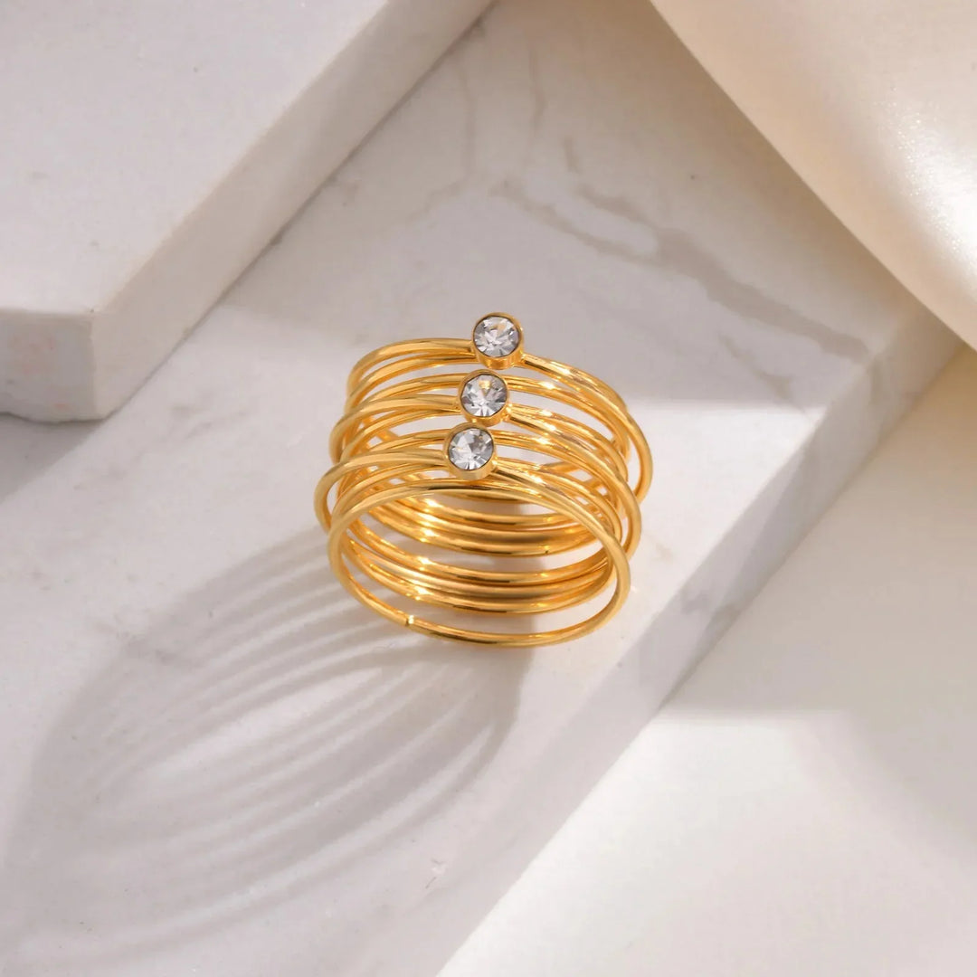 Kalsten | 18k Multi Layered Triple Diamond Rings