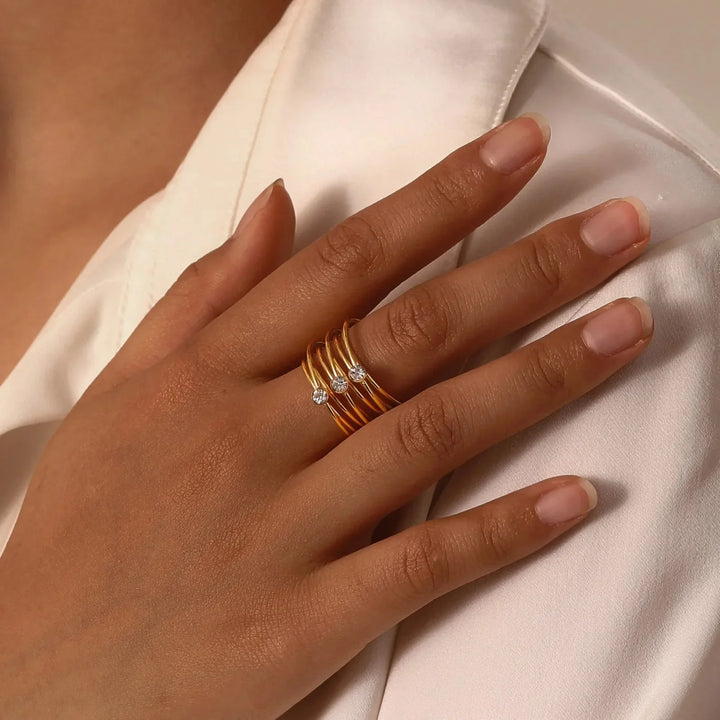 Kalsten | 18k Multi Layered Triple Diamond Rings