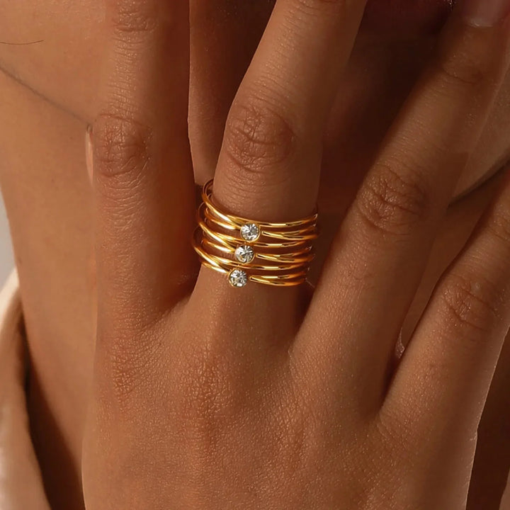 Kalsten | 18k Multi Layered Triple Diamond Rings