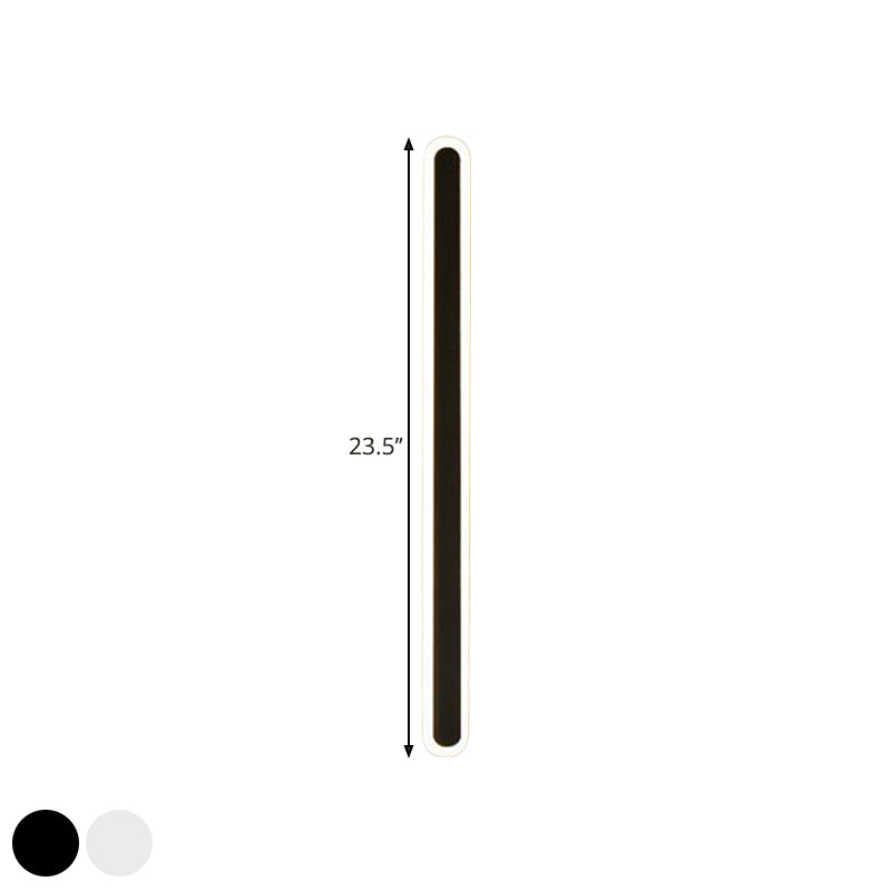 Elongated Bar Bedroom Flush Wall Sconce Acrylic 16"/23.5"/31.5" W LED Nordic Wall Lamp in Warm/White Light, Black/White | Kalsten