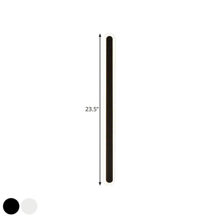Elongated Bar Bedroom Flush Wall Sconce Acrylic 16"/23.5"/31.5" W LED Nordic Wall Lamp in Warm/White Light, Black/White | Kalsten