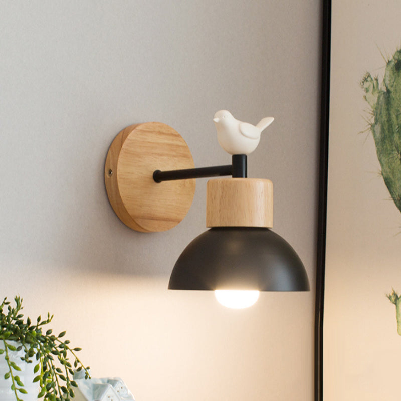 NordicDome - Metal and Wood Wall Lamp with Bird for the Children's Room | Noxord