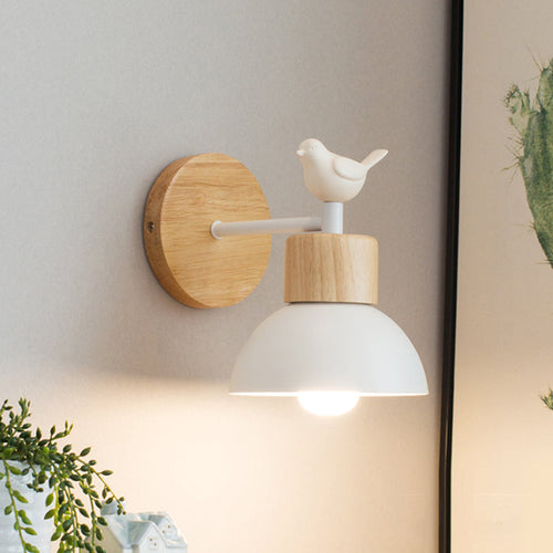 NordicDome - Metal and Wood Wall Lamp with Bird for the Children's Room | Noxord