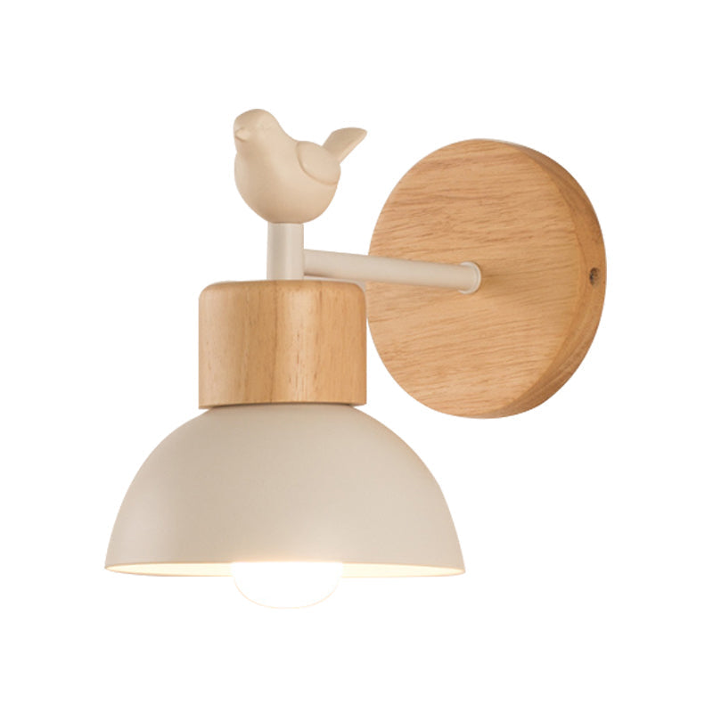 NordicDome - Metal and Wood Wall Lamp with Bird for the Children's Room | Noxord