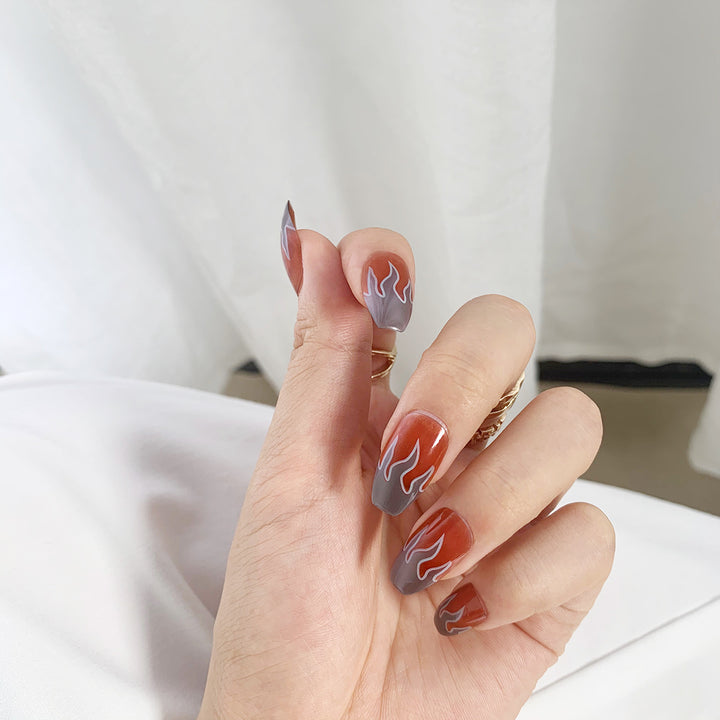 Artificial Nail Art with Fire Design Kalsten