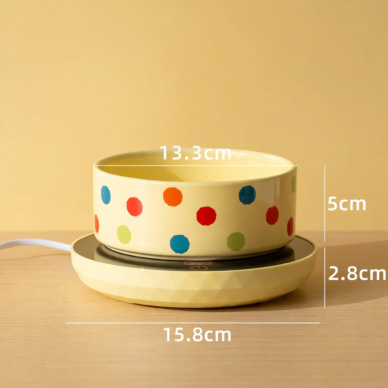 Heated ceramic bowl with heating mat