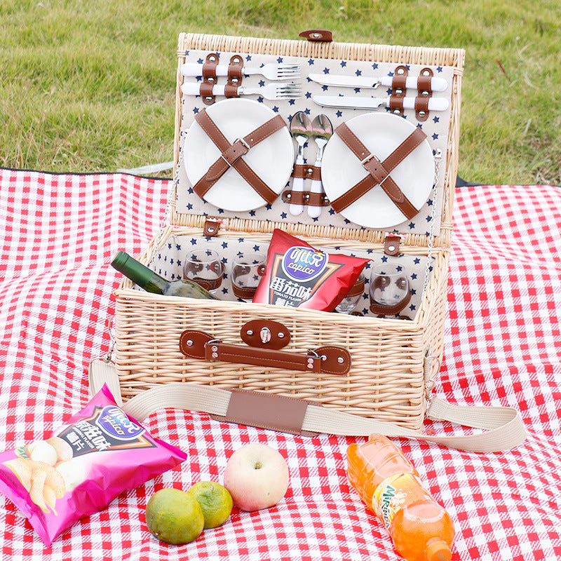 Women's versatile picnic basket with integrated dish set and insulated cooler bag Kalsten
