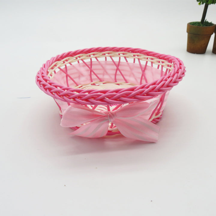 Decorative Ribbon-Trimmed Woven Basket Kalsten