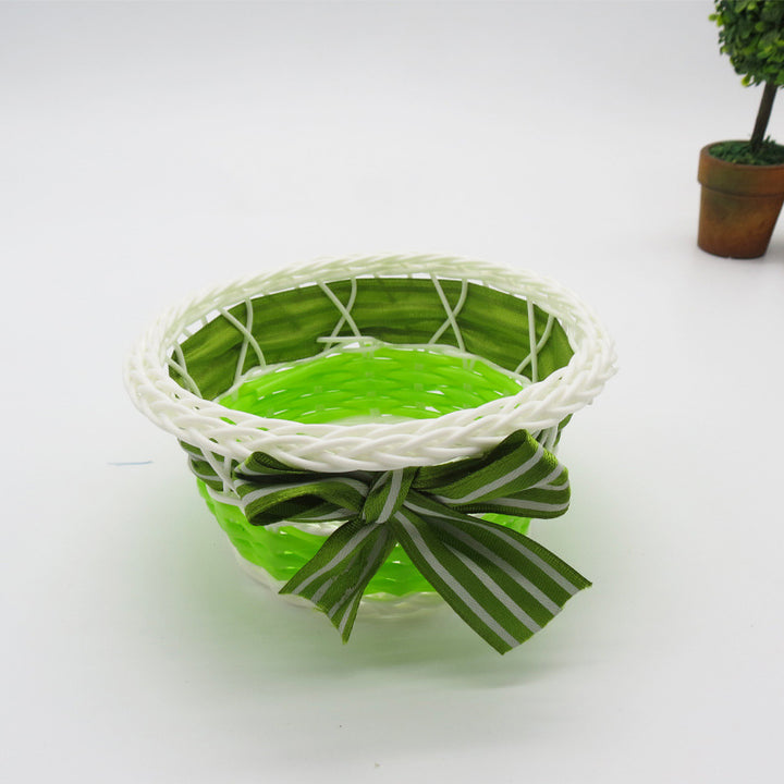Decorative Ribbon-Trimmed Woven Basket Kalsten