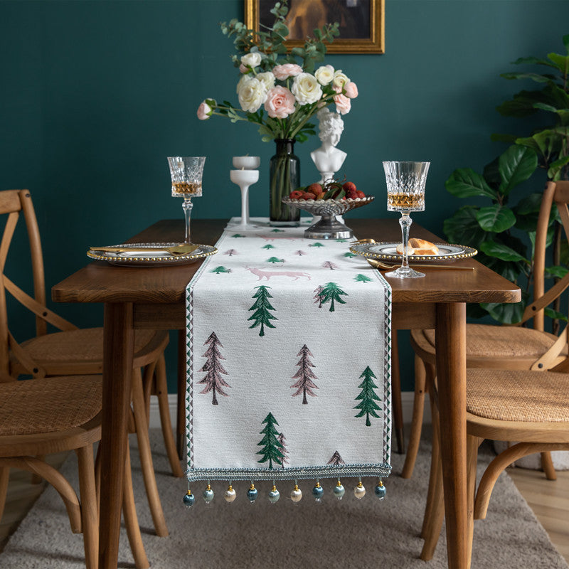 Embellished Forest-Themed Table Runner