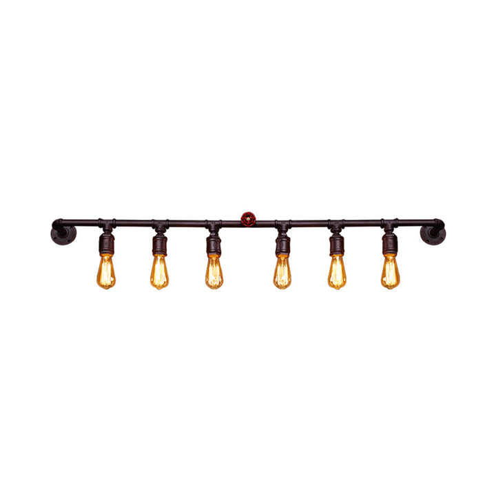 Iron Black Wall Light Straight Pipe 2/4/6 Bulbs Industrial Wall Sconce Light for Living Room | Kalsten