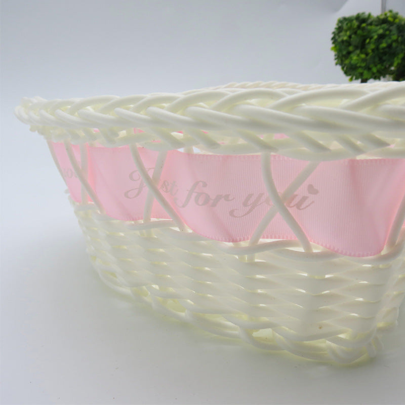 Decorative Ribbon-Trimmed Woven Basket Kalsten