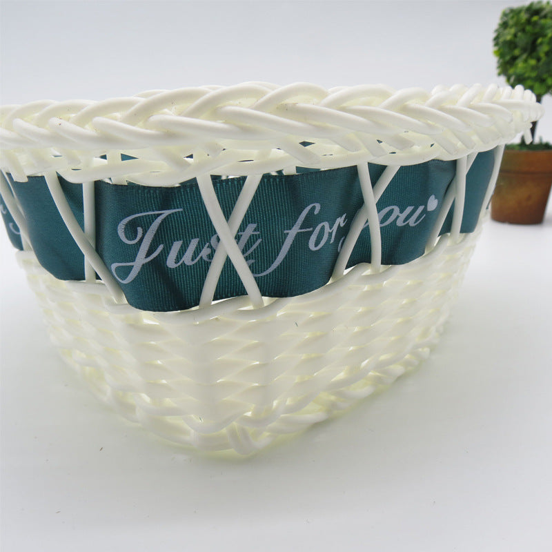 Decorative Ribbon-Trimmed Woven Basket Kalsten