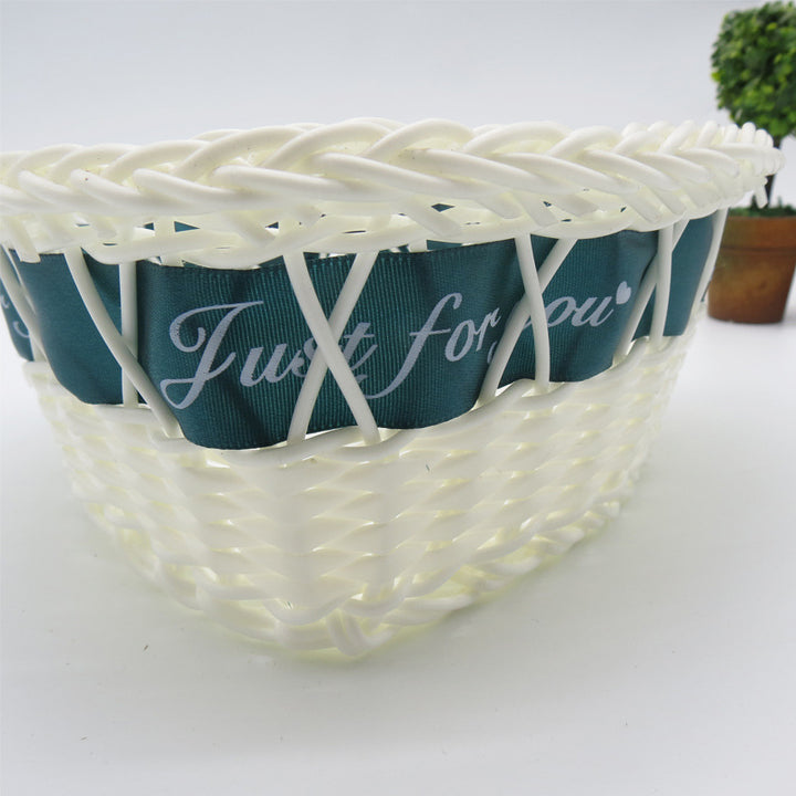 Decorative Ribbon-Trimmed Woven Basket Kalsten