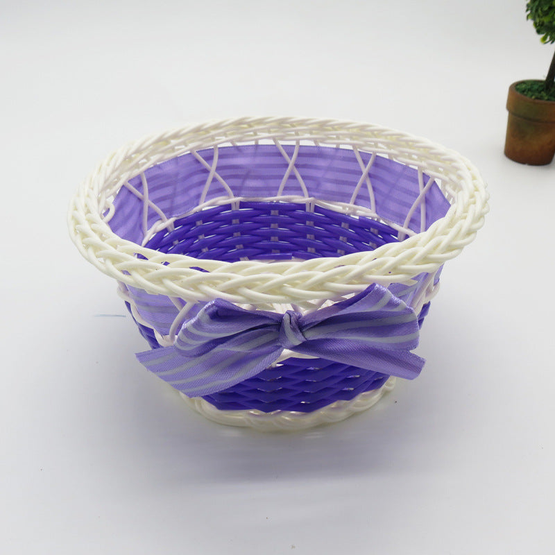 Decorative Ribbon-Trimmed Woven Basket Kalsten