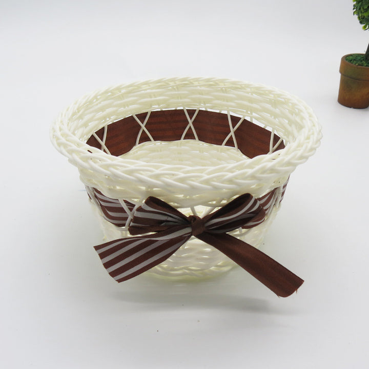 Decorative Ribbon-Trimmed Woven Basket Kalsten