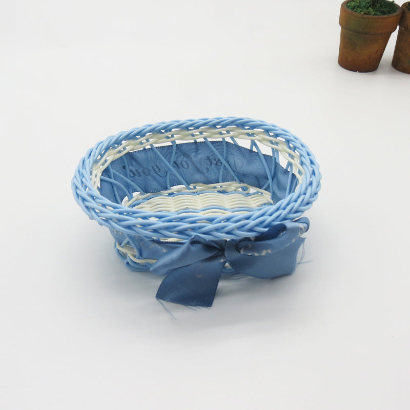 Decorative Ribbon-Trimmed Woven Basket Kalsten