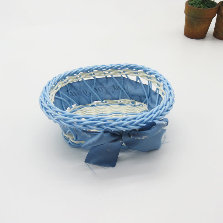 Decorative Ribbon-Trimmed Woven Basket Kalsten