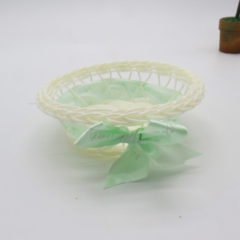 Decorative Ribbon-Trimmed Woven Basket Kalsten