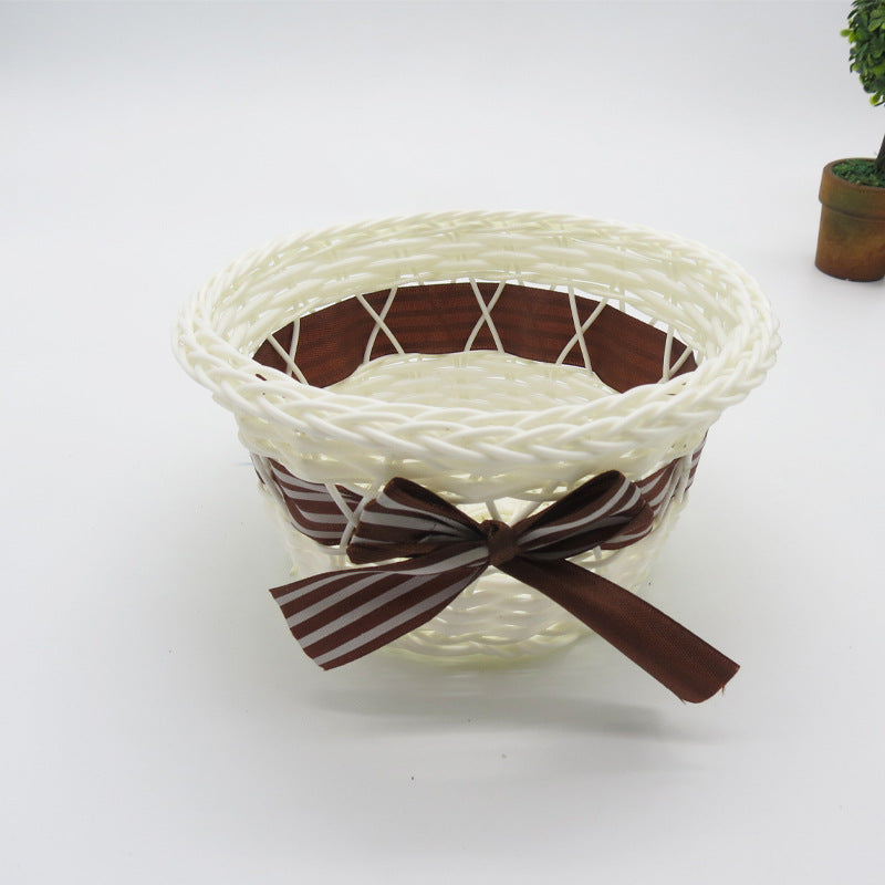 Decorative Ribbon-Trimmed Woven Basket Kalsten