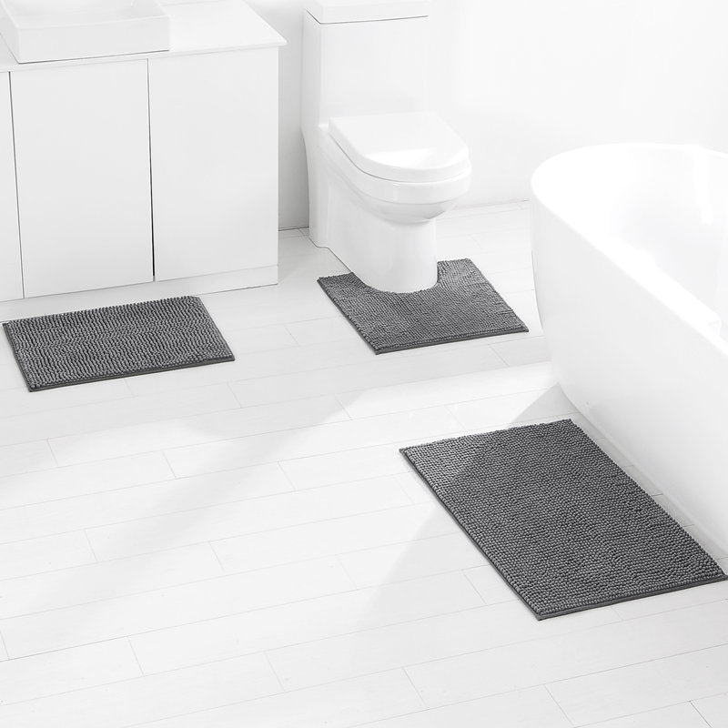 Textured Non-Slip Bathroom Mat Set Kalsten