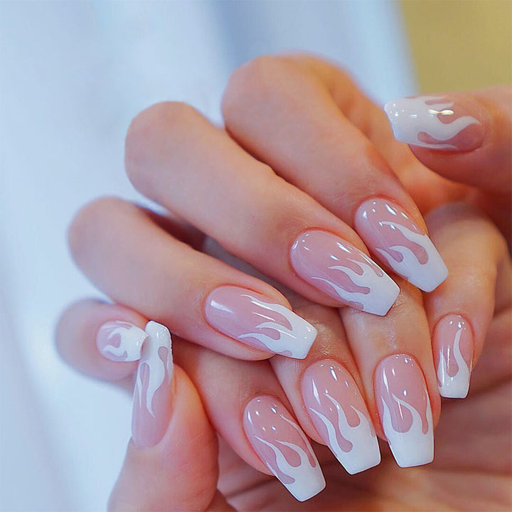 Trendy artificial nails with stylish flame design Kalsten