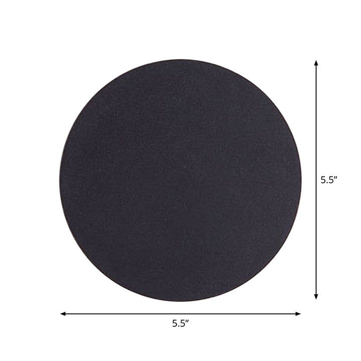 Round/Square Flush Mount Wall Lamp Minimalist Aluminum Hallway LED Sconce Light in Black | Kalsten