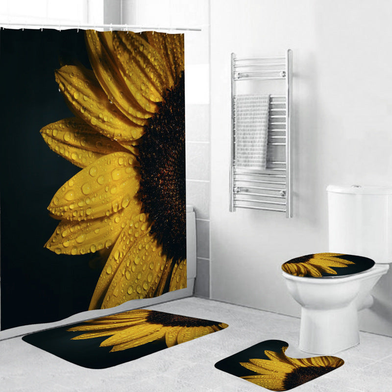 Floral Shower Curtain and Mat Set Kalsten