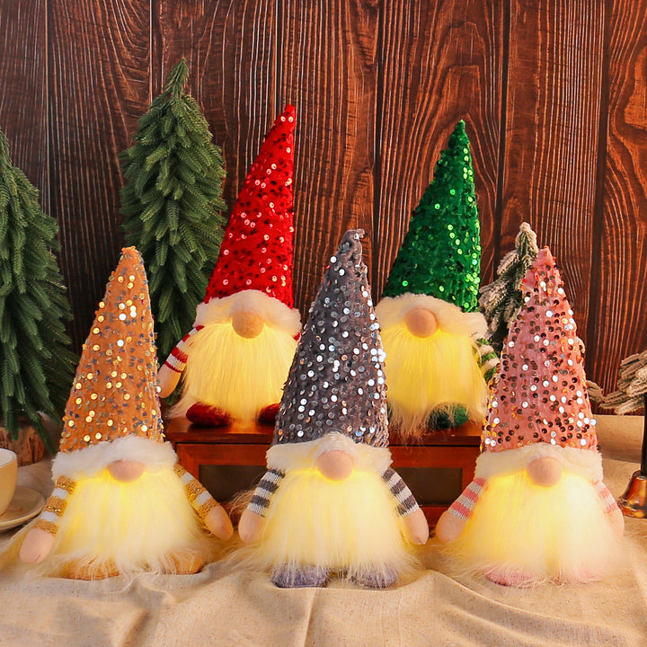 Illuminated Christmas Elf Figure with Sequins