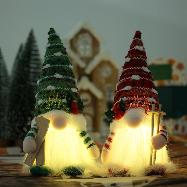 Illuminated elf figure with knitted hat