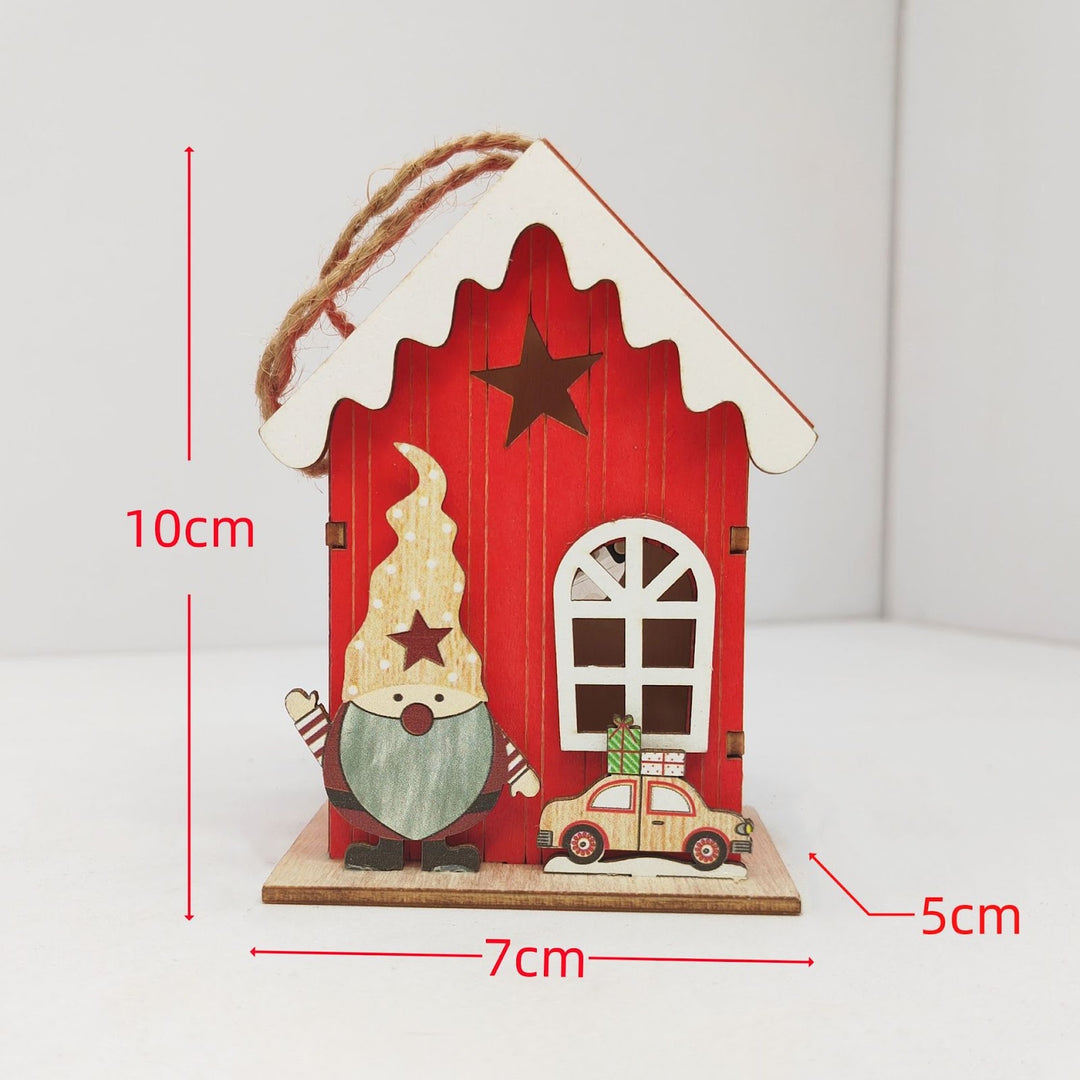 Illuminated wooden house for Christmas decoration