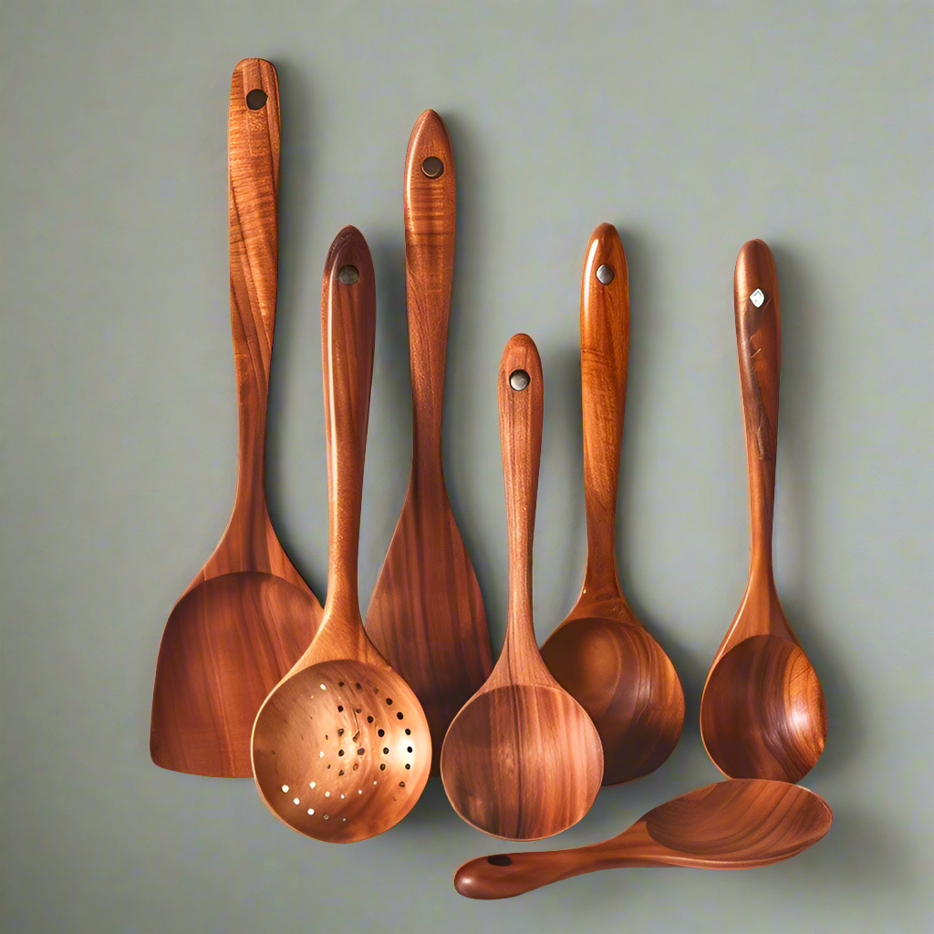 TeakChef Sustainable Teak Wood Kitchen Utensil Set