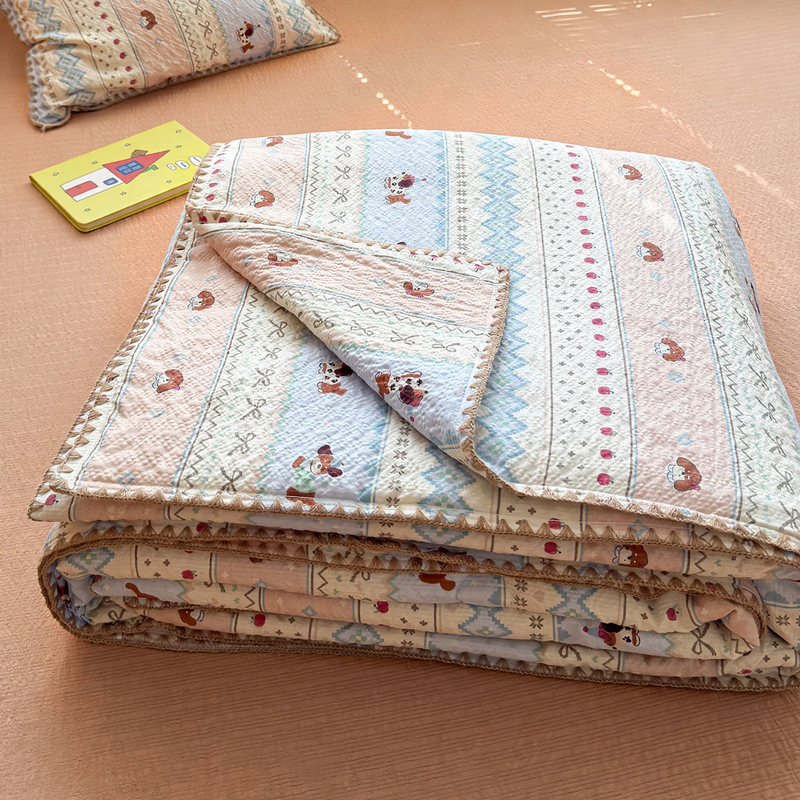 Cotton summer blanket with puff cotton filling