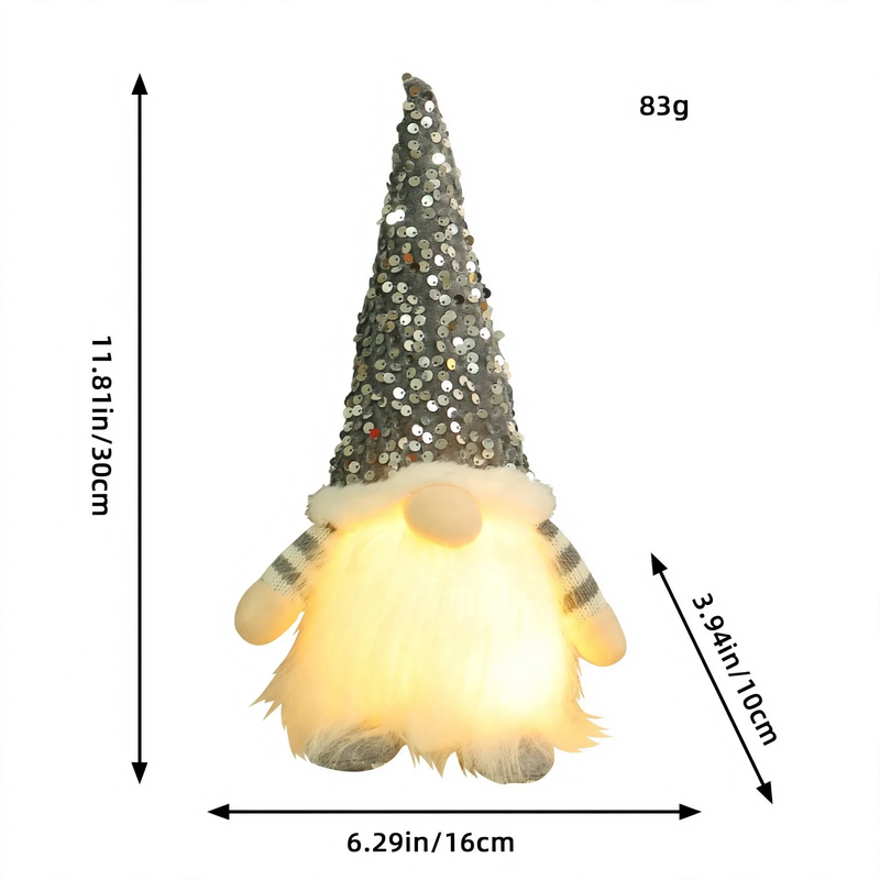 Illuminated Christmas Elf Figure with Sequins