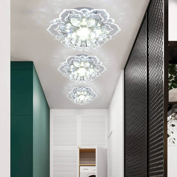 GlowPetal LED Crystal Ceiling Lamp – Flower-Shaped Modern Decor