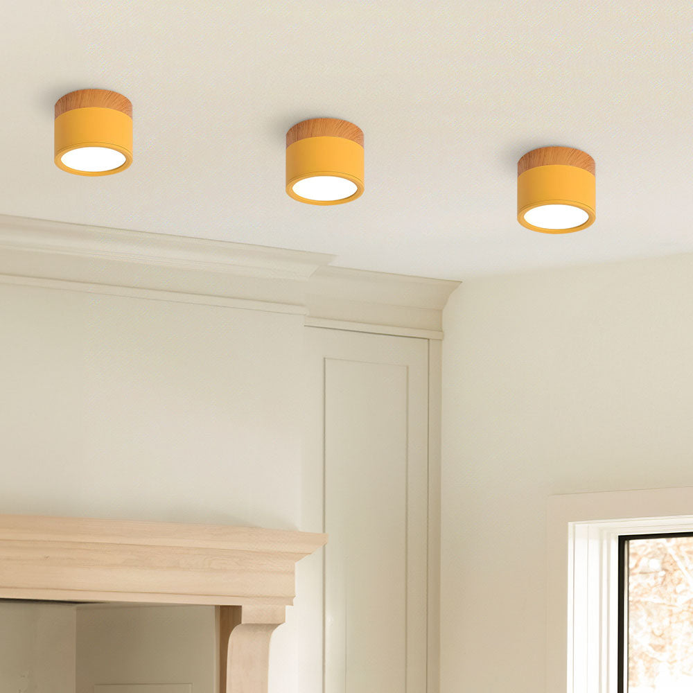 Pink Wood Flush Mount Ceiling Lamp Noxord