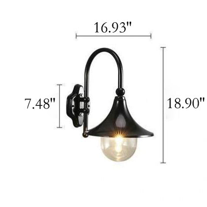 Retro Minimalist Trumpet Waterproof 1-Light Wall Sconce Lamp | Kalsten