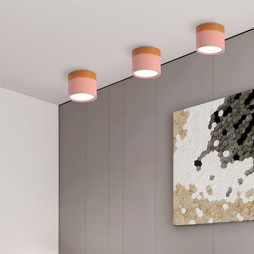 Pink Wood Flush Mount Ceiling Lamp Noxord